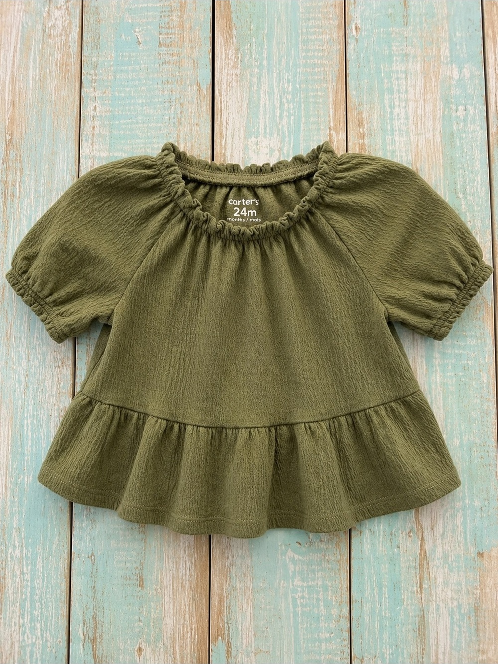carter's Olive Ruffle-Hem Peasant Top for Kids